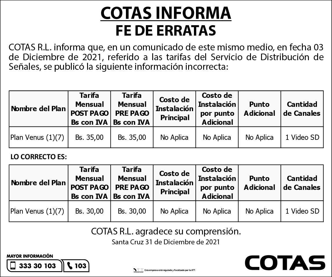 tarifa distribucion senal110322