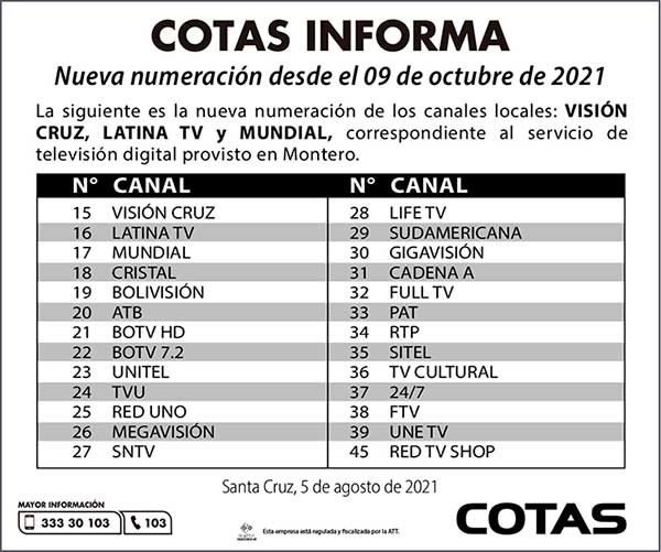 nueva numeracion de canales 050821
