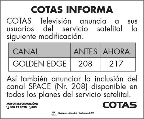 modificación en el servicio satelital