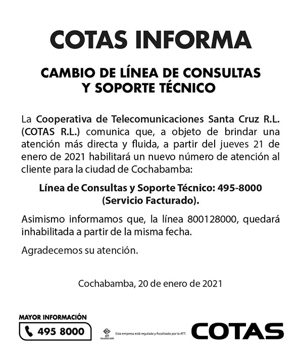cochabamba cambio de lineas