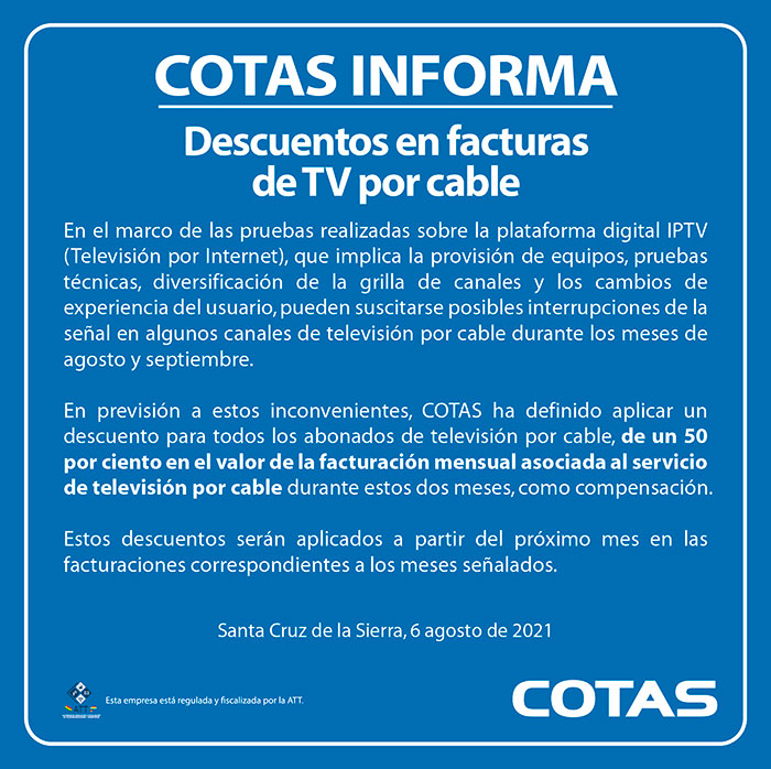 cotas informa descuentos en facturas 110821