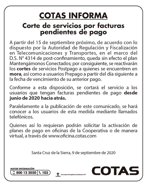 corte por facturas pendientes090920