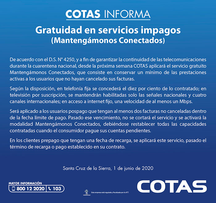 gratuidad en servicios impagos