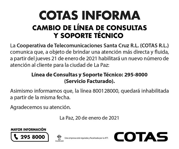 lapaz cambio de lineas